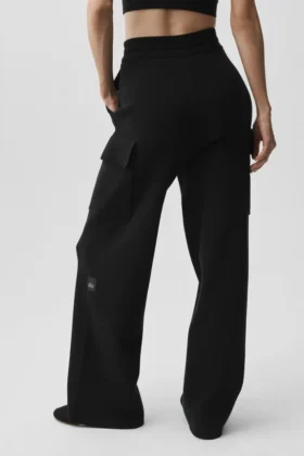Scholar Knit High-Waist Cargo Pant – Black