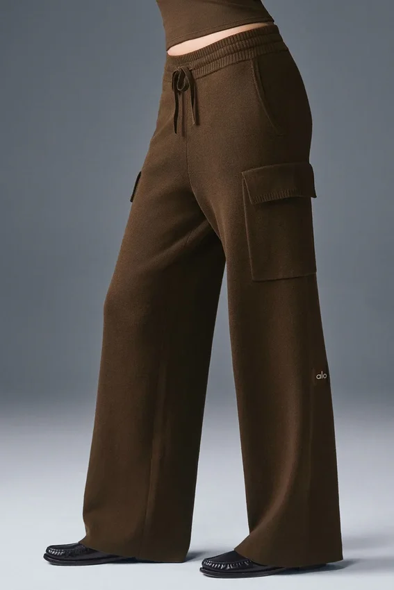 Scholar Knit High-Waist Cargo Pant - Espresso