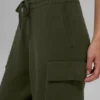 Scholar Knit High-Waist Cargo Pant - Green Olive