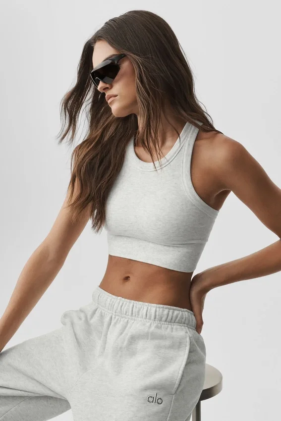 Seamless Delight High Neck Bra - White Heather