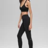 Seamless High-Waist Two Tone Rib Legging - Black