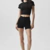 Seamless Modal Ribbed Cropped Short Sleeve - Black
