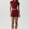 Seamless Modal Ribbed Cropped Short Sleeve - Summer Romance Red