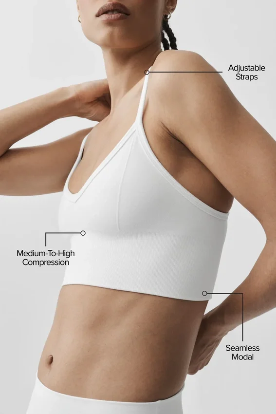 Seamless Modal Ribbed Delight Bralette - White