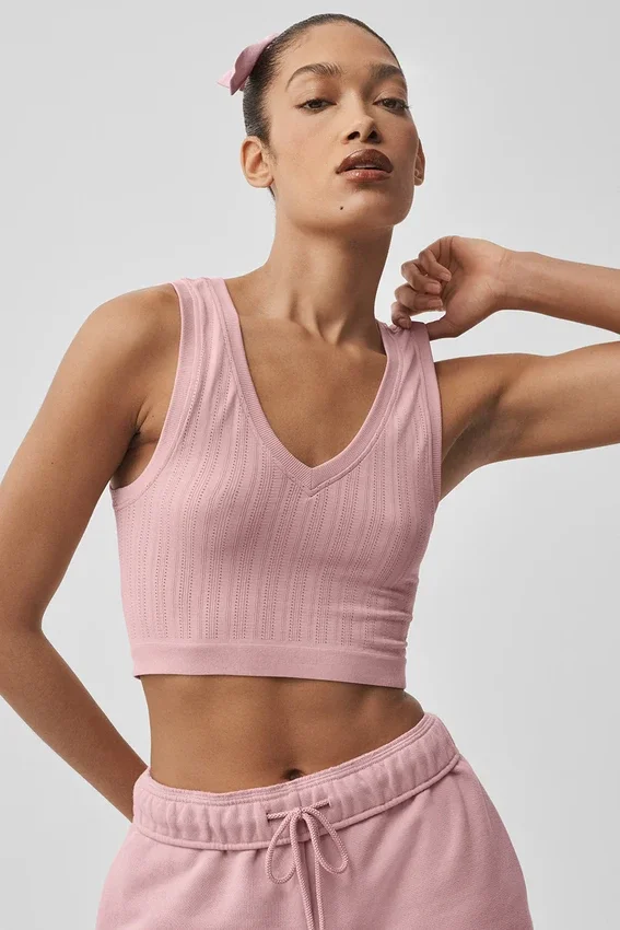Seamless Pointelle Tank - Vintage Pink
