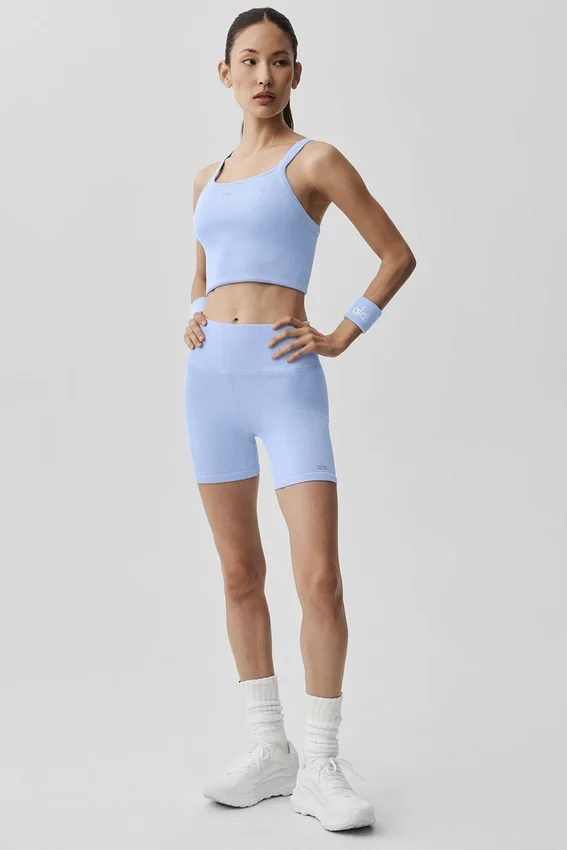 Seamless Ribbed Favorite Bra Tank - Light Provence Blue