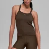 Seamless Ribbed Favorite Full Length Bra Tank - Espresso