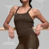 Seamless Ribbed Favorite Full Length Bra Tank - Espresso