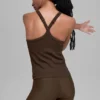 Seamless Ribbed Favorite Full Length Bra Tank - Espresso