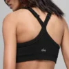 Seamless Two Tone Rib Bra - Black