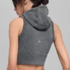 Seamless Two Tone Rib Hooded Vest - Dark Misty Grey Heather