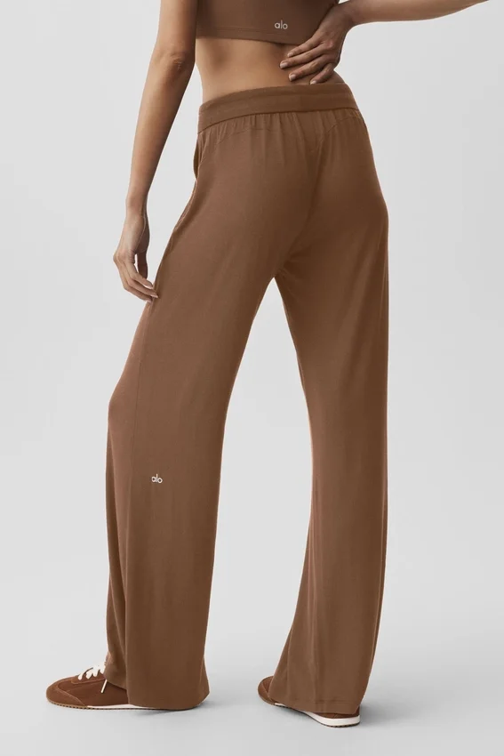 Semi-Sheer Delicate Lounge Flare Pant - Sun Kissed Brown