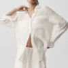 Semi-Sheer Golden Hour Button Down Long Sleeve - Ivory