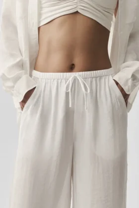 Semi-Sheer Golden Hour High-Waist Straight Leg Pant – Ivory
