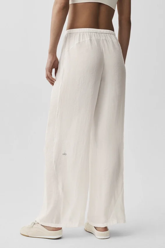 Semi-Sheer Golden Hour High-Waist Straight Leg Pant - Ivory