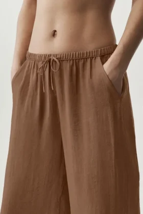 Semi-Sheer Golden Hour High-Waist Straight Leg Pant – Sun Kissed Brown