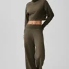 Serenity Wide Leg Sweatpant - Olive Tree