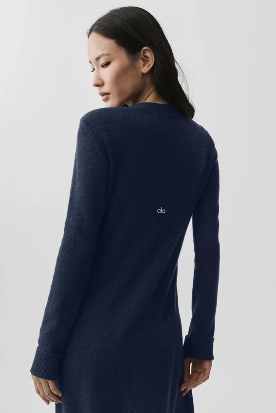 Sheer Cashmere Long Cardigan - Navy