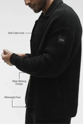Shift Knit Button up Long Sleeve – Black