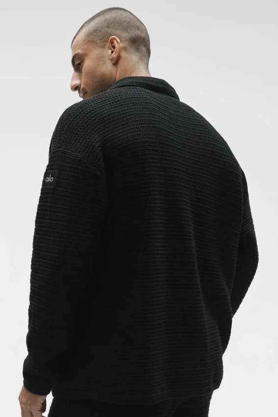 Shift Knit Button up Long Sleeve - Black