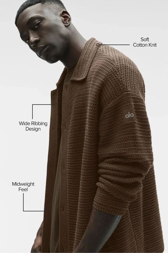Shift Knit Button up Long Sleeve - Espresso