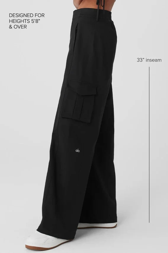 Show off Cargo Wide Leg Trouser (Long) - Black