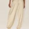 Silk Blend High-Waist Radiance Pant - Sandy Beige