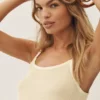 Silk Cashmere Cropped Heat Wave Tank - Sandy Beige