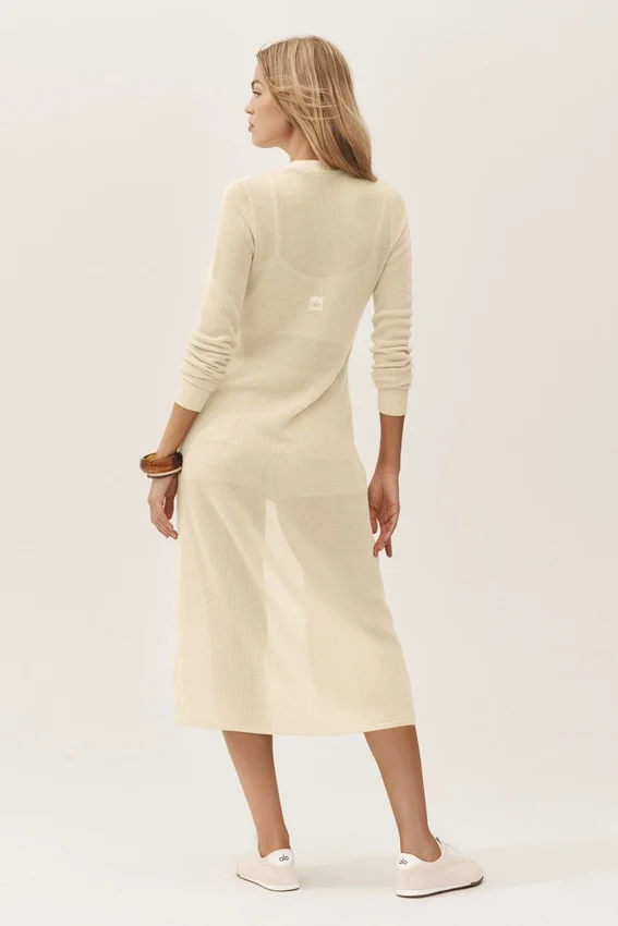 Silk Cashmere Heatwave Long Cardigan - Sandy Beige