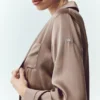 Silk Luminous Button up - Alpine Cocoa