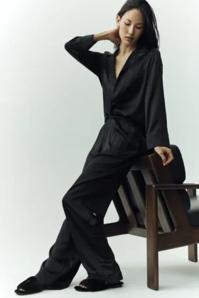 Silk Luminous Pant (Long) - Black