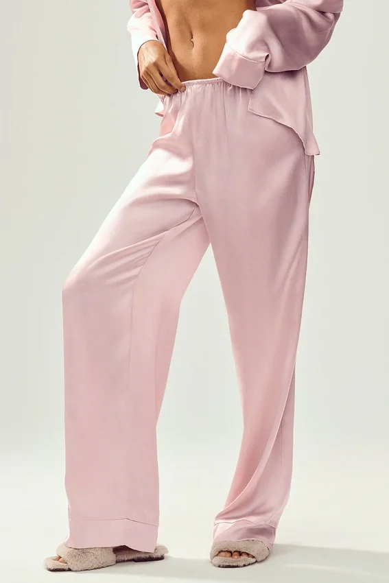 Silk Luminous Pant (Long) - Pink Champagne