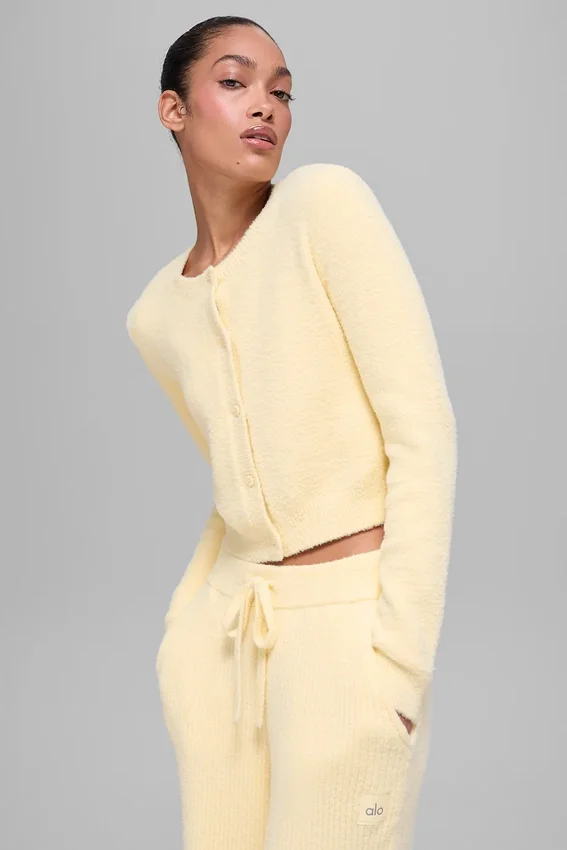 Snuggle up Sweater Cropped Cardigan - Candlelight Yellow