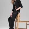 Snuggle up Sweater High-Waist Wide Leg Pant - Black