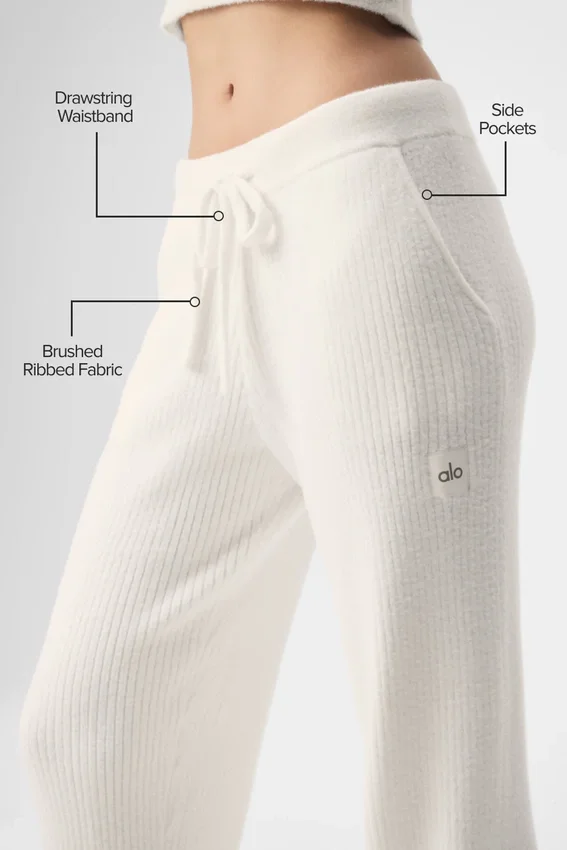 Snuggle up Sweater High-Waist Wide Leg Pant - Ivory