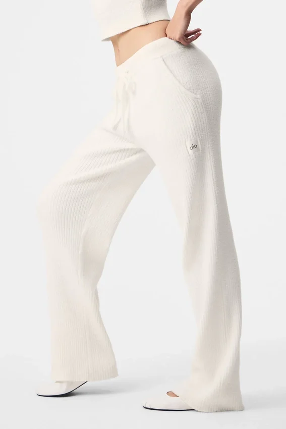 Snuggle up Sweater High-Waist Wide Leg Pant - Ivory