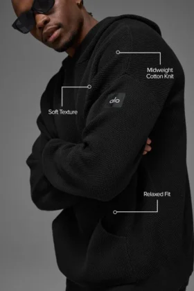 Sports Club Sweater Knit Hoodie – Black