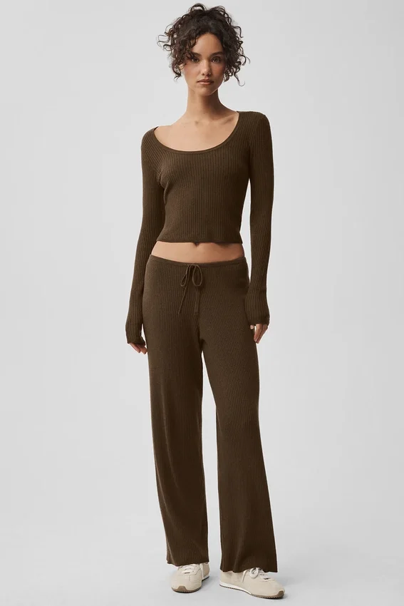 Sweater Knit Unwind Long Sleeve - Espresso