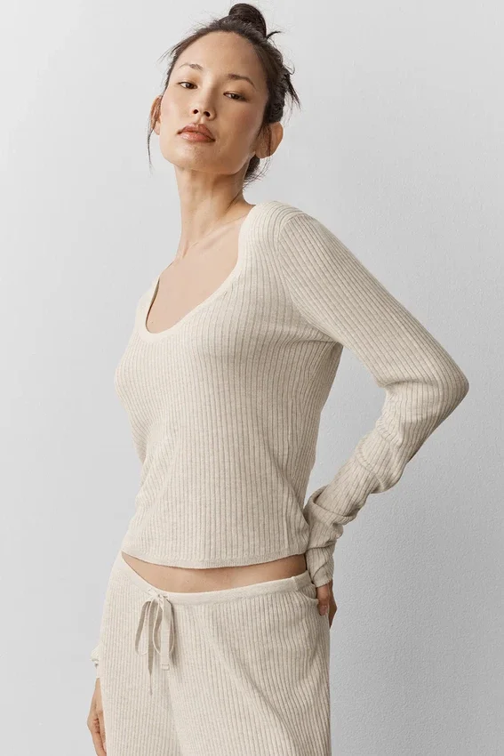 Sweater Knit Unwind Long Sleeve - Oatmeal Heather
