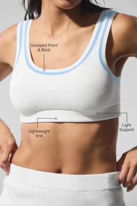 Tennis Club Sweater Knit Bra – White/Seashell Blue