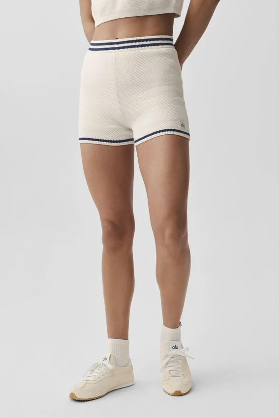 Tennis Club Sweater Knit Hot Short - Ivory/Navy