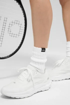 Unisex Half-Crew Scrunch Sock – White