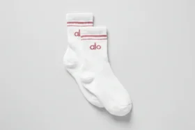 Unisex Half-Crew Throwback Sock - White/Pink Wild Rose