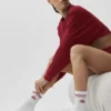 Unisex Half-Crew Throwback Sock - White/Summer Romance Red