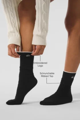 Unisex Wool Cashmere Light Frosted Sock – Black/Ivory