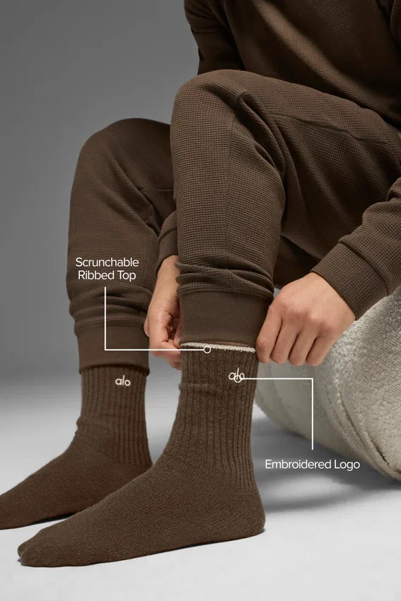 Unisex Wool Cashmere Light Frosted Sock - Espresso Heather/Ivory