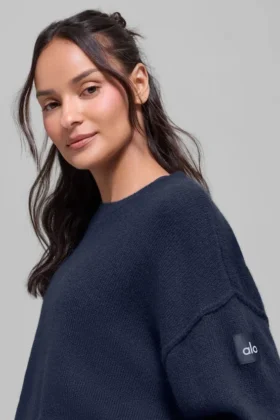 Unisex Wool Cashmere New Class Crewneck Sweater – Navy