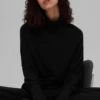 Waffle Weekend Escape Mock Neck Long Sleeve - Black