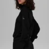 Waffle Weekend Escape Mock Neck Long Sleeve - Black
