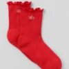 Women's Lettuce Edge Sock - Bright Red